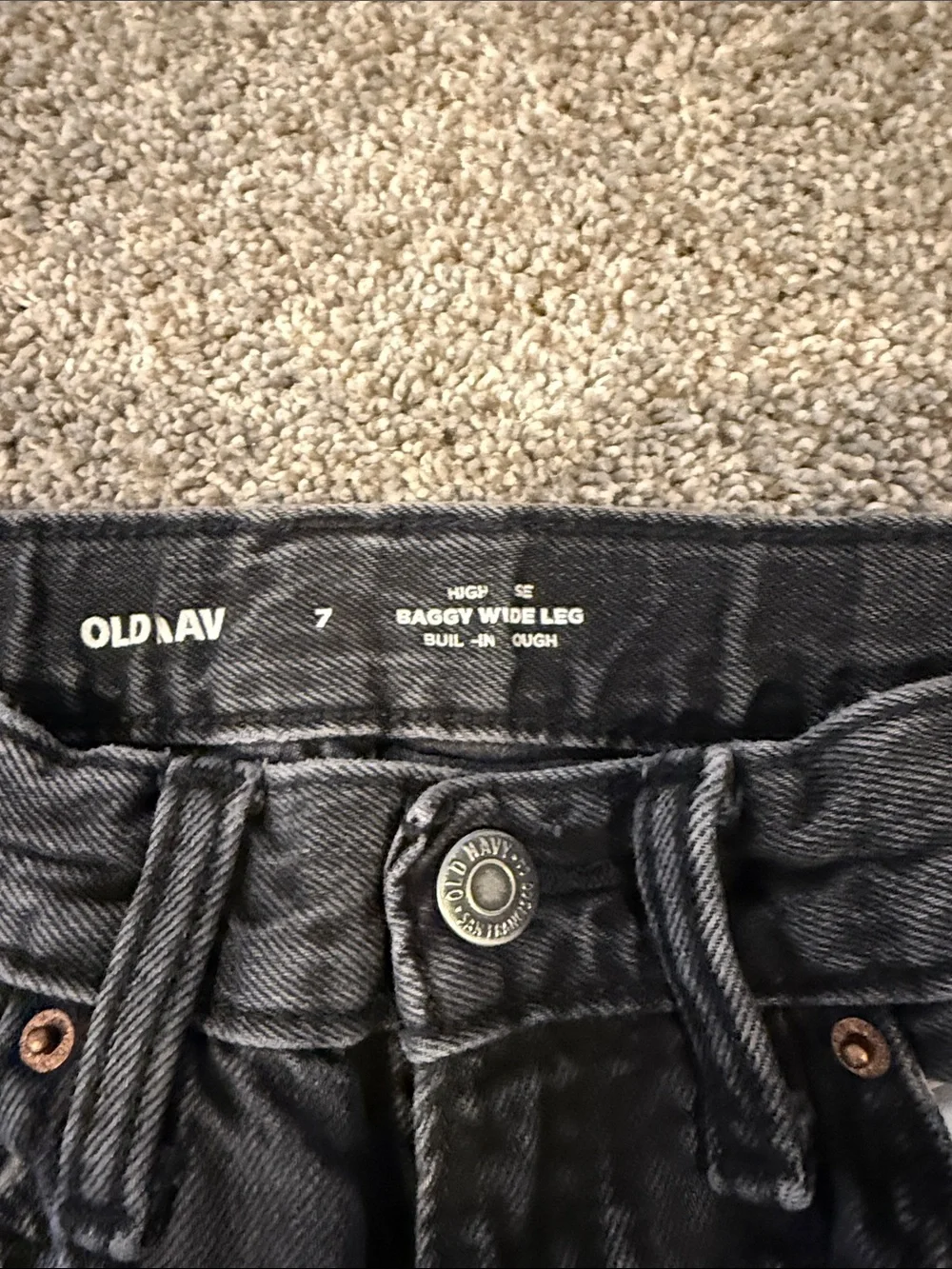 Old Navy Girls Black Cargo Jeans - Wide Leg Utility Style
